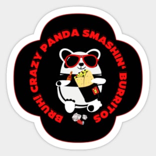 Panda Smashin' Burritos By Abby Anime(c)(Blk) Sticker